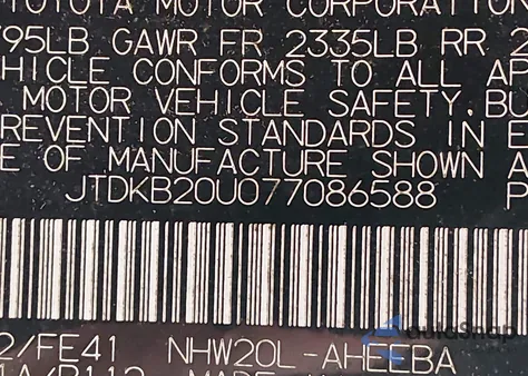 2007 Toyota Prius from USA, damaged, VIN JTDKB20U077086588